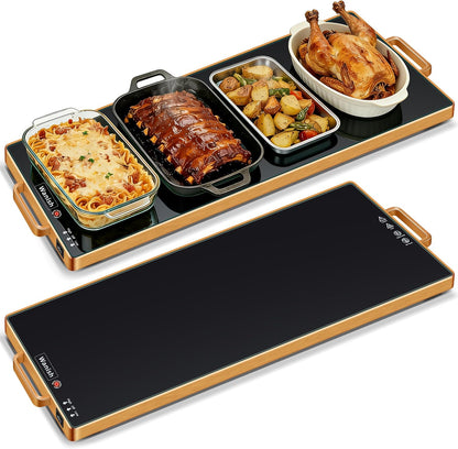 Electric Warming Tray,Extralong 47"x12",Tempered Glass Warming Mat for Food