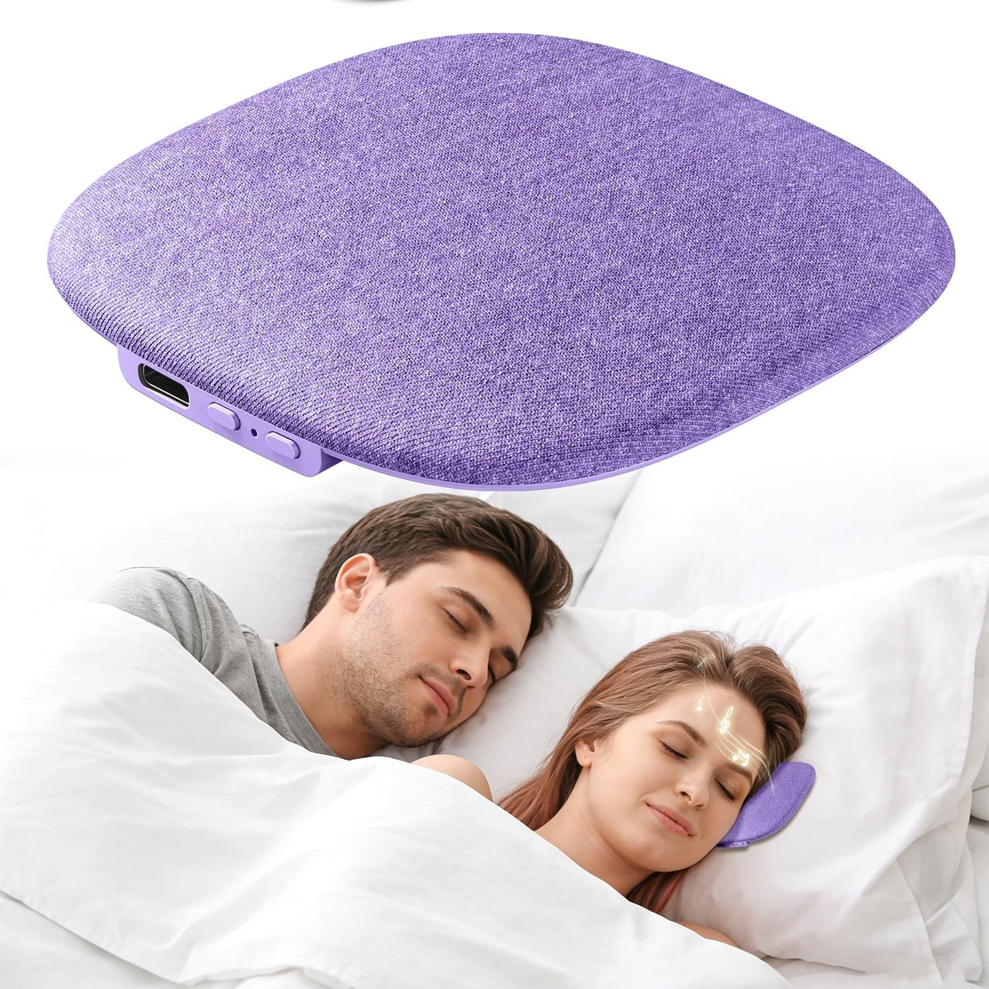 Under Pillow Speaker for Sleeping, Pillow Speaker for Sleeping with White Noise &Timer, Wireless Sleep Aid with Stereo Bass Private Sleep Headphones for Side Sleepers-Light Purple