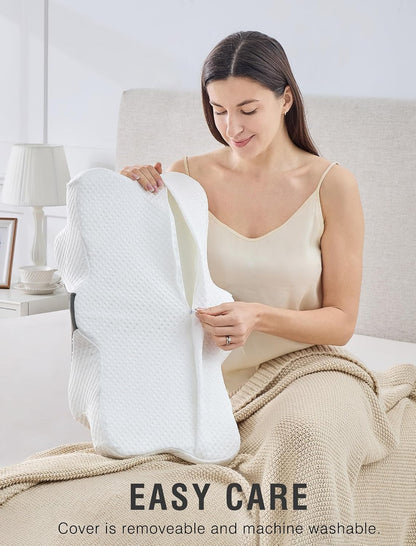 DISSA Cervical Neck Pillow for Side Sleepers Ergonomic Contour Memory Foam Pillow with Adjustable Orthopedic Neck Support for Pain Relief - Gift for Christmas & Birthdays