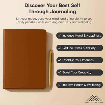 Best Daily Journal for Men & Women - Gratitude, Manifestation & Guided Journal with Prompts for Personal Growth (A5, Blue) - PRODUCTIVITY STORE