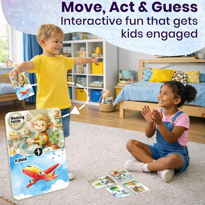 Active Movement Game for Kids Ages 4–8 - Educational Card Game | Animal-Themed Card Set with 50 Movement Tasks for Indoor and Outdoor Brain Breaks, Home and Classroom Activities