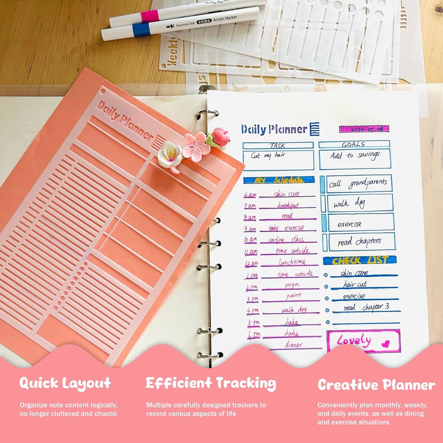 Journal Stencils, 14 PCS A5 Plastic Reusable Multi-Functional Tracker & Planner Stencils for Dotted Journals, Easily to Track Your Daily Life and Create Custom Layout for Dot Journal Notebook