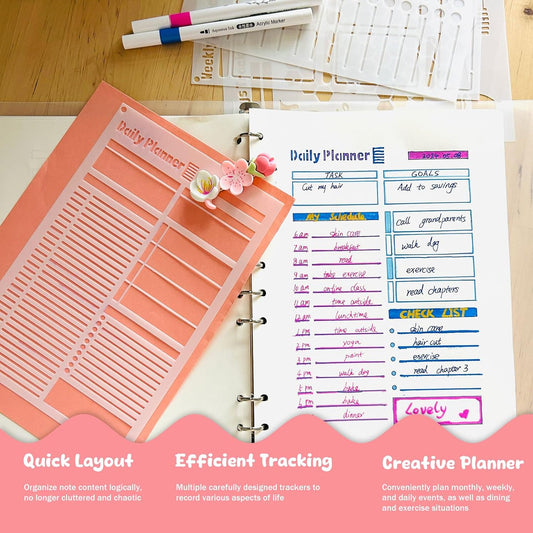 Journal Stencils, 14 Pcs 8 Inch for Planners Notebooks Habit Trackers