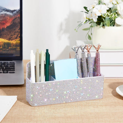 MotiMind Purple Locker Accessories for Girls, Bling Magnetic Pen Holder for Refrigerator, Back to School Rhinestone Marker Holder for Locker, Sparkly Gift for Student (Medium,Rhinestone)