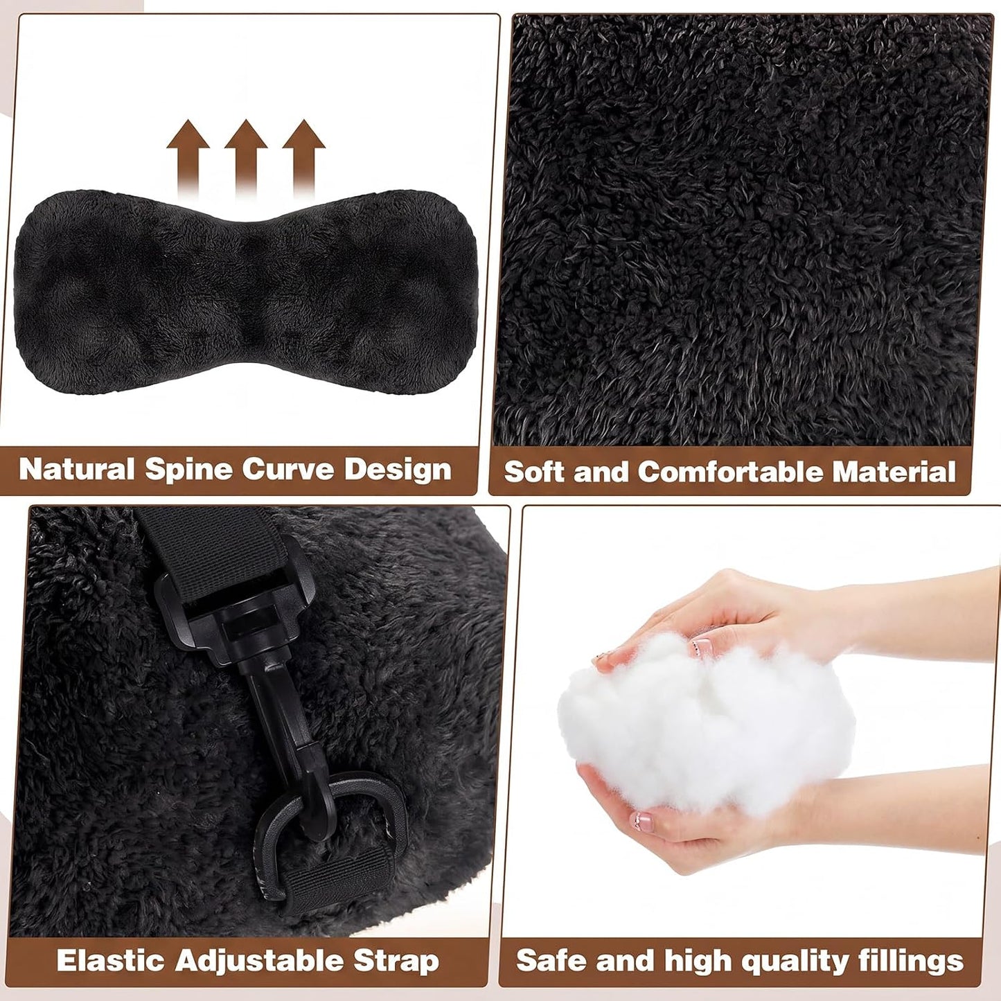 Colingmill 1 Pc Neck Pillow for Recliner Headrest Pillow Bone Shaped Chair Plush with Adjustable Strap Neck Support and Pain Relief Curve Head Cushion for Car Travel Airplane (Grey)