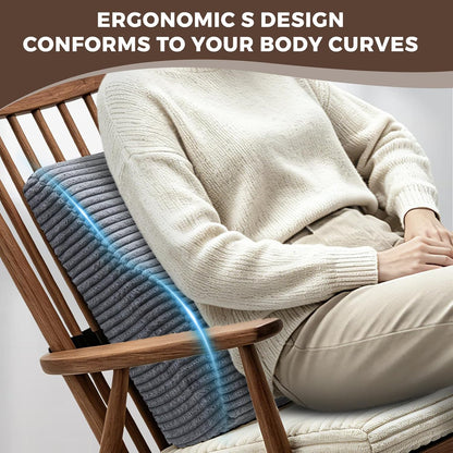 Lumbar Support Pillow for Recliner Chair/Accent Chair/Couch, Washable Cover | Large Memory Foam Back Support Cushion for Elderly, Ergonomic Backrest Pillow for Back Rest/Pain Relief/Reading, Gray