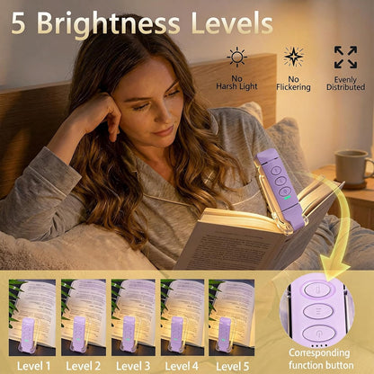 USB Rechargeable Book Light, Portable Clip-on LED Reading Light, Reading Lights for Books in Bed with 3 Amber Colors & 5 Brightness Dimmable, Compact & Long Lasting, Perfect for Book Lovers (Green)