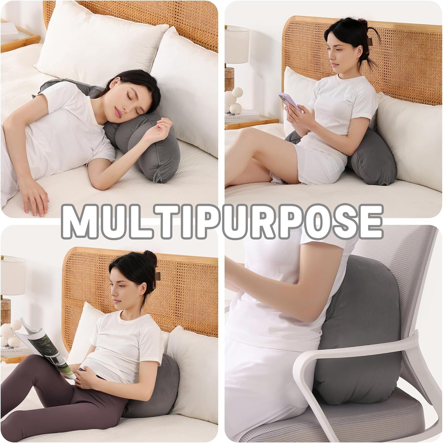 Peallow(Pat. Pend) – Long Round Body Pillow for Adults, Bolster Pillow for Sleeping, Soft and Supportive Pillow for Sleeping & Lumbar Support (Green-White, 29.5")