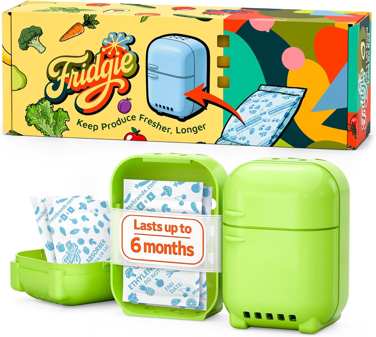 Fridgie Produce Saver, Ethylene Gas Absorber, Fridge Lettuce Keeper - Blue