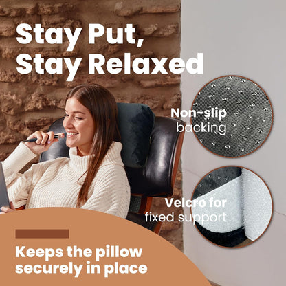 Adjustable Headrest Pillow for Recliners & Armchairs – Soft Velvet Neck Support Cushion with Non-Slip Back & Pocket – Pain Relief for Home, Office
