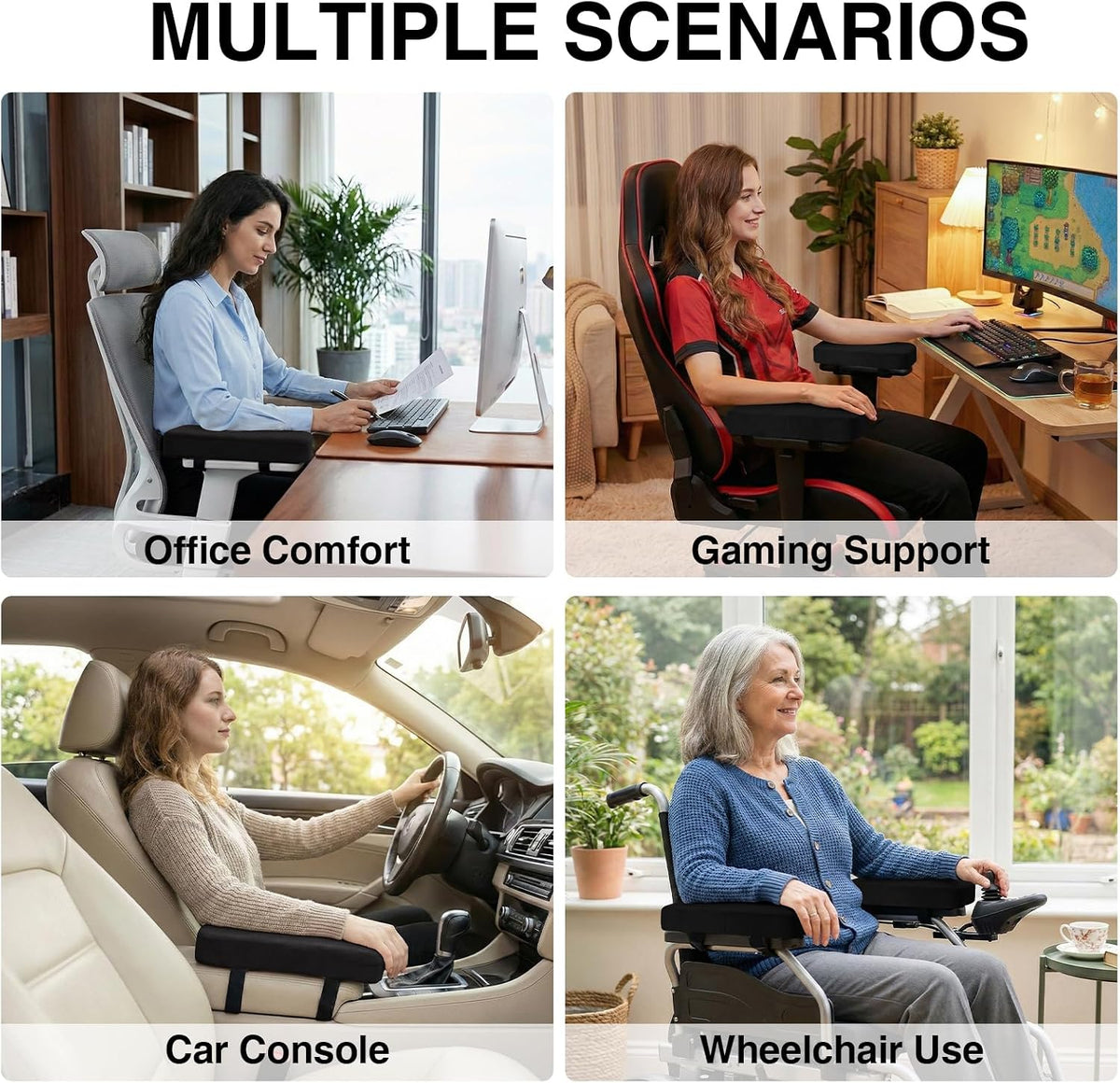 Smiry Memory Foam Office Chair Armrest Pads, Non-Slip Armrest Cushion