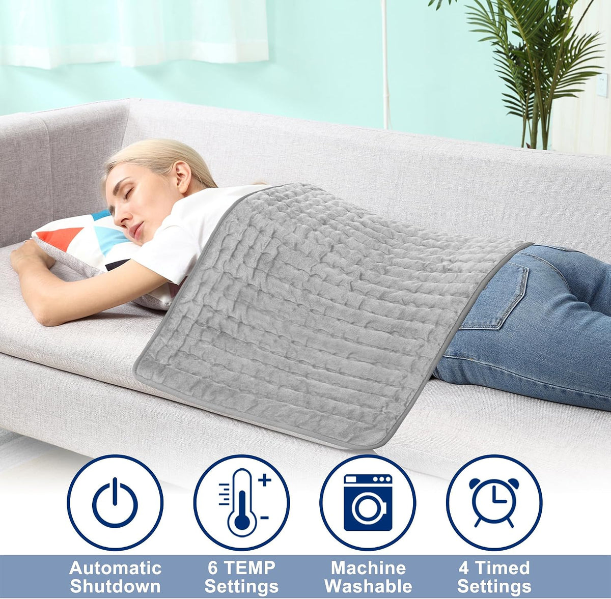 Electric Heating pad for Back Neck Shoulder Knee Arms Legs- Electric Heat Pads with 6 Heat Settings & Auto Shut Off Heat Heating Pad for Birthday Mother Father Girl Men Women