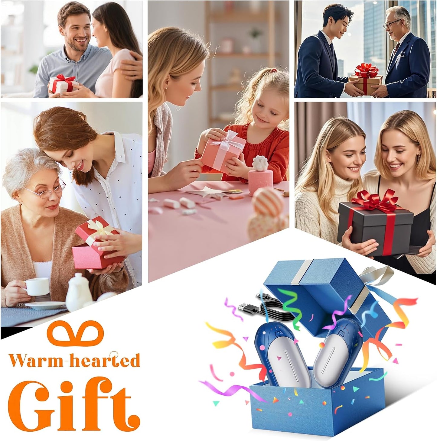 AI Hand Warmers Rechargeable 2 Pack, AI Smart Chips Electric Hand Warmers, 20Hrs Long Safe Heat, Portable Pocket Heater, Gifts for Christmas, Outdoor, Hunting, Golf, Camping Accessories