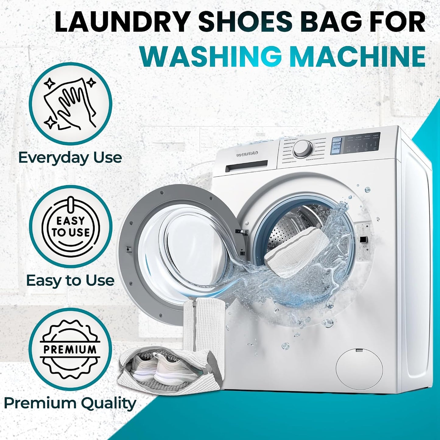 Premium Shoe Washing Machine bag 2 Pack – 360° Self-Locking Zipper Reusable Sneaker Laundry Set – Heavy-Duty Microfiber Shoe Washing Bag for Washer & Dryer, Boots & Athletic Footwear (Yellow)