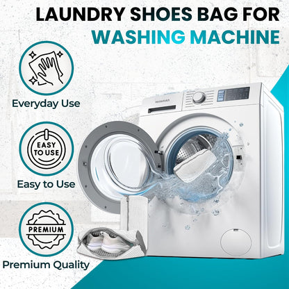 Premium Shoe Washing Machine bag 2 Pack – 360° Self-Locking Zipper Reusable Sneaker Laundry Set – Heavy-Duty Microfiber Shoe Washing Bag for Washer & Dryer, Boots & Athletic Footwear (Yellow)