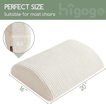 HIGOGOGO Lumbar Support Pillow for Recliner Chair/Accent Chair/Couch, Memory Foam Back Support Cushion for Elderly, Recliner Cushions for Back Rest, Pain Relief, Reading, Washable Cover, Brown
