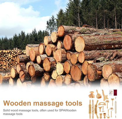 Wood Therapy Massage Tools Set, Maderoterapia Massage Kit with Wooden Gua Sha Tools, Body Sculpting & Lymphatic Drainage Massager, Muscle Relaxation Roller for Face, Back, Legs & Full Body