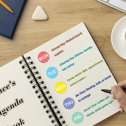 3500PCS Day of the Week Labels, 1 Inch Round Dot Stickers, Food Rotation | Self Adhesive Removable Date Stickers with Monday-Sunday Color Coding for Food Containers & Kitchen Use