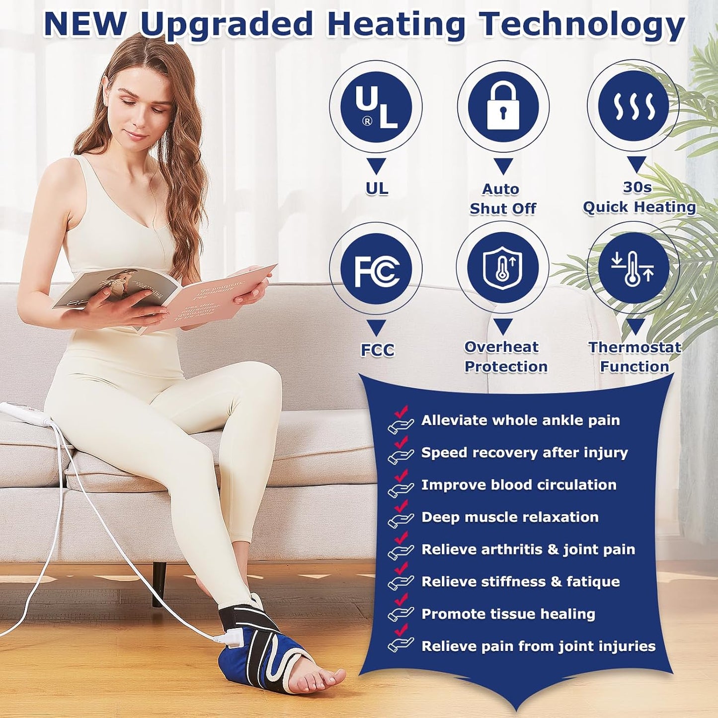 CAMECO 2-in-1 Cordless Foot Heating Pad & Massagers for Feet Neuropathy Pain Relief, 5000mAh 104℉-140℉ Heated Foot Warmers for Women Men, Rechargeable Vibration Heating Booties for Ankle Under Desk