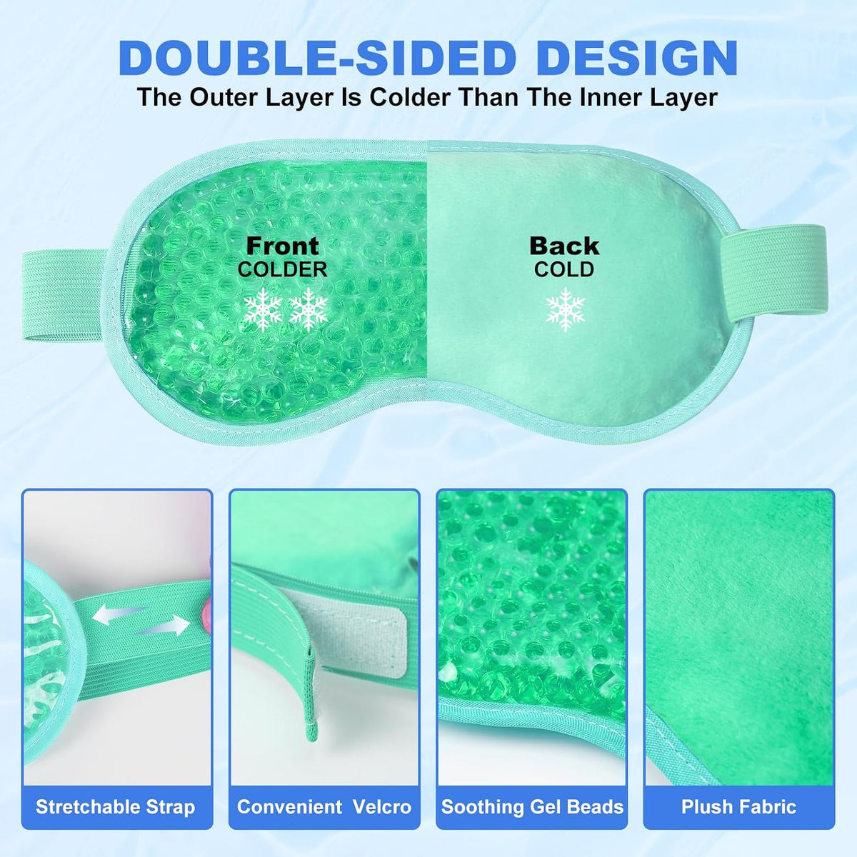 2Pack Cold Cooling Eye Mask, Reusable Hot Colder Therapy Gel Bead with Plush Backing for Puffiness Migraine Stress Relief Skin Care Dry Eyes