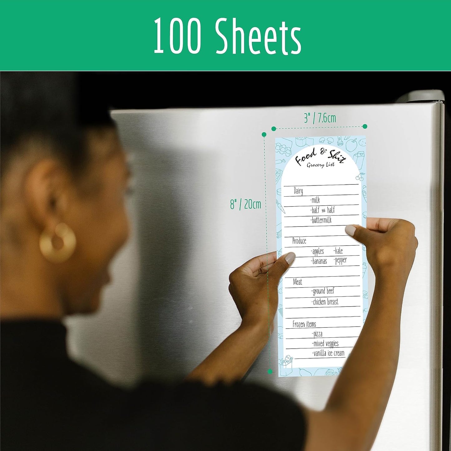 Hebayy 100 Pages Food&Shit Magnetic Back Funny Grocery List Planner Note Pad To Do List for Fridge Locker (3" x 8")
