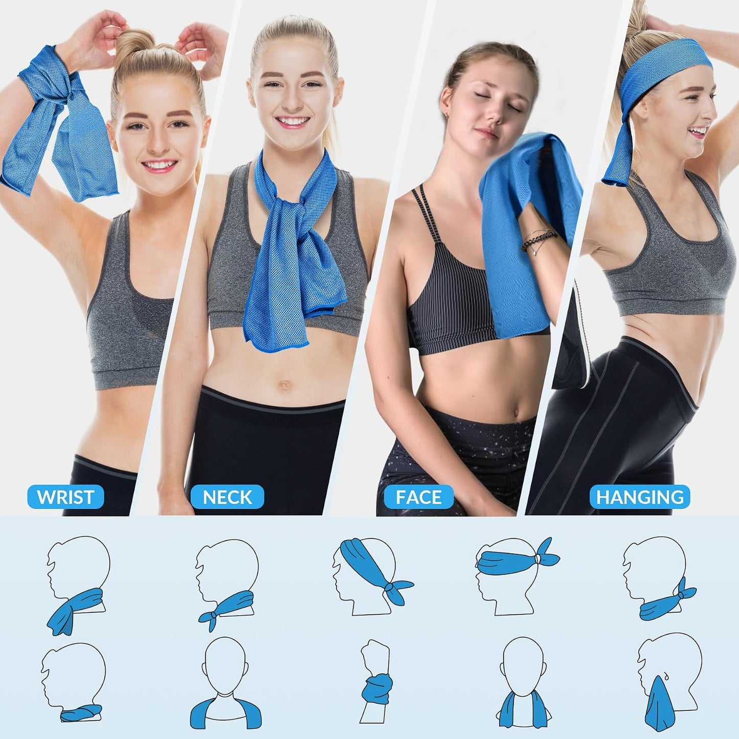 4 Pack Cooling Towels for Neck and Face(40"x12"), Cooling Neck Wraps, Ice Towel for Hot Weather, Soft Breathable Gym Towel, Cool Towel for Workout, Camping, Yoga, Sport, Running