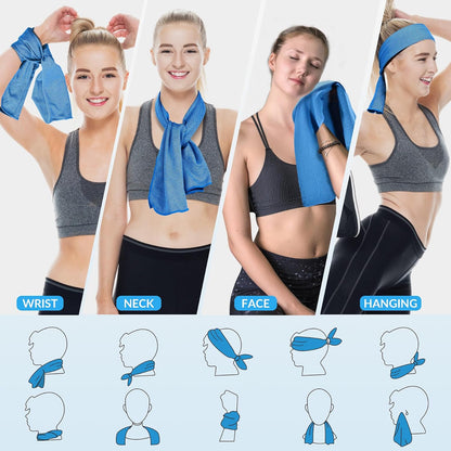 4 Pack Cooling Towels for Neck and Face(40"x12"), Cooling Neck Wraps, Ice Towel for Hot Weather, Soft Breathable Gym Towel, Cool Towel for Workout, Camping, Yoga, Sport, Running
