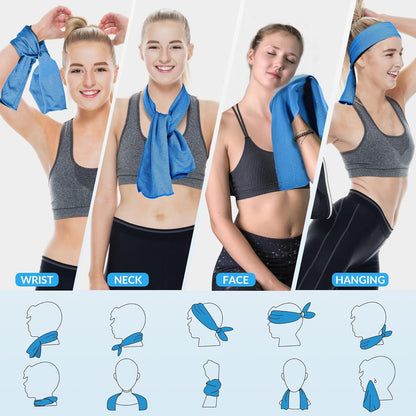 4 Pack Cooling Towels (40"x12") for Neck and Face