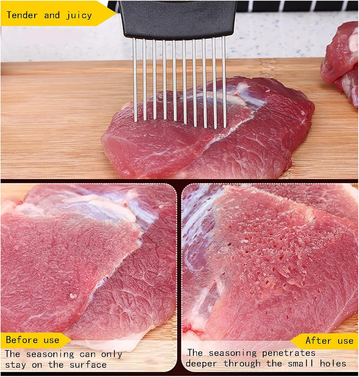 2Pcs Stainless Steel Onion Slicer Holder with Finger Guards, Multi-Purpose Fruit Vegetable Cutting Kitchen Tool