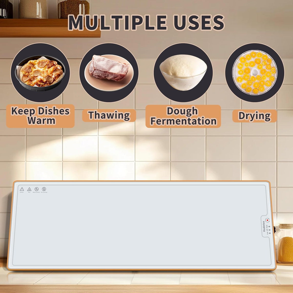 Warming Mat for Food,Extra Long 40"x12",Tempered Glass Warming Tray, Black