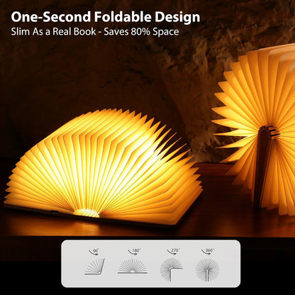 4.7 in Wooden Book Lamp, Book Lovers Gifts,Teacher Appreciation Gifts | Folding Book Light, Ambient Lighting for Home Library Bookshelf Decor, Gift for Men Reader Bookworm Birthday (Maple)