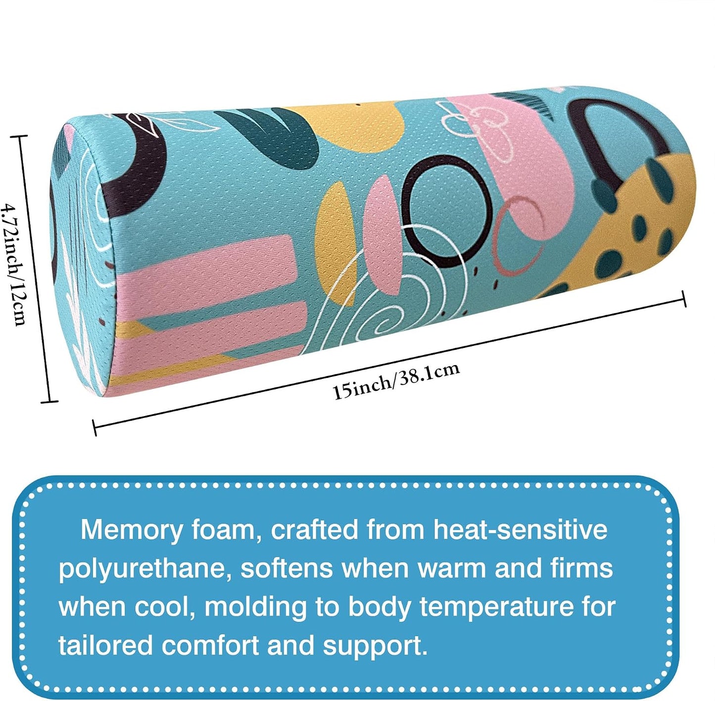 Neck Roll Pillow for Sleeping,Ergonomic Cylinder Tube Pillows for Cervical Spine and Neck Support,Versatile Roll Pillow for Bed,Office,and Travel,Memory Foam Bolster with Washable Cover