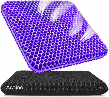 Extra Thick Large Pure Gel Seat Cushion for Long Sitting, Breathable Comfort Cushion for Back, Sciatica, Tailbone & Hip Pain Relief, Washable Portable Cushion for Office Chair, Car, Wheelchair