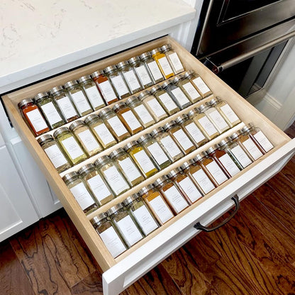MIUKAA Clear Acrylic Spice Drawer Organizer, 4 Tier Seasoning Jars Drawers Insert, Kitchen Spice Rack Tray for Drawer/Countertop (Jars not included)