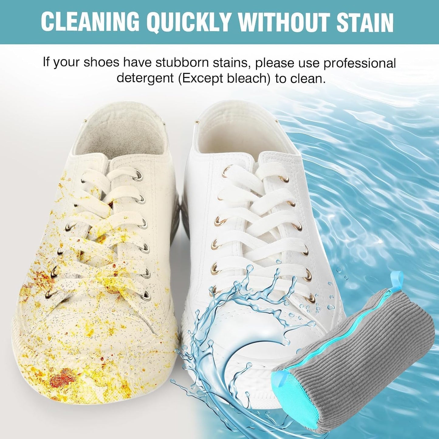 Shoe Washing Machine Bag, Shoe Laundry Bag for Washer and Dryer | 2 Pack Shoe Cleaning Bag for Sneakers & Tennis Shoes, XXL Size, Shoe Protection, Dry Bags, Zipper Hook, Travel & Dorm Storage
