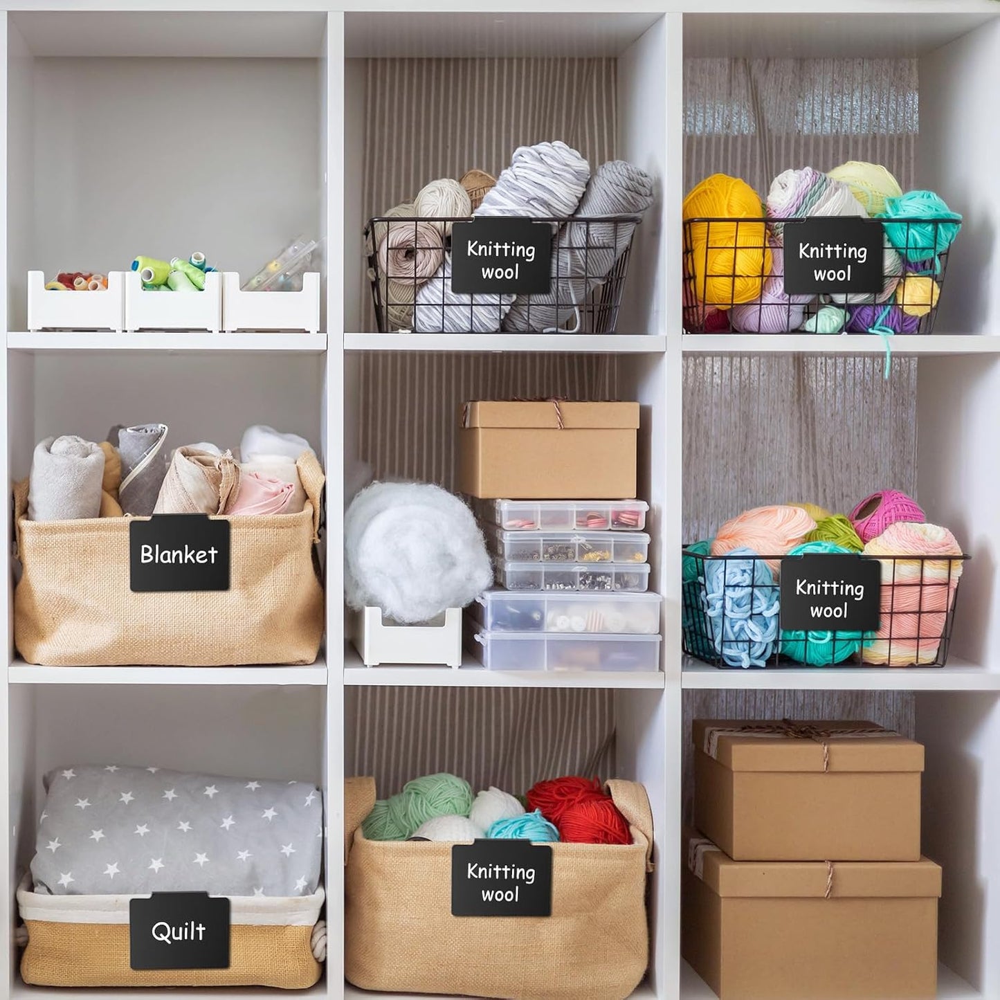 32 Pieces Basket Labels Clip Set, Include 30 Kitchen Clip Label Holder Removable PVC Bin with 2 Chalk Marker for Basket Pantry Organization Box (White Label Clip, Black Pen)
