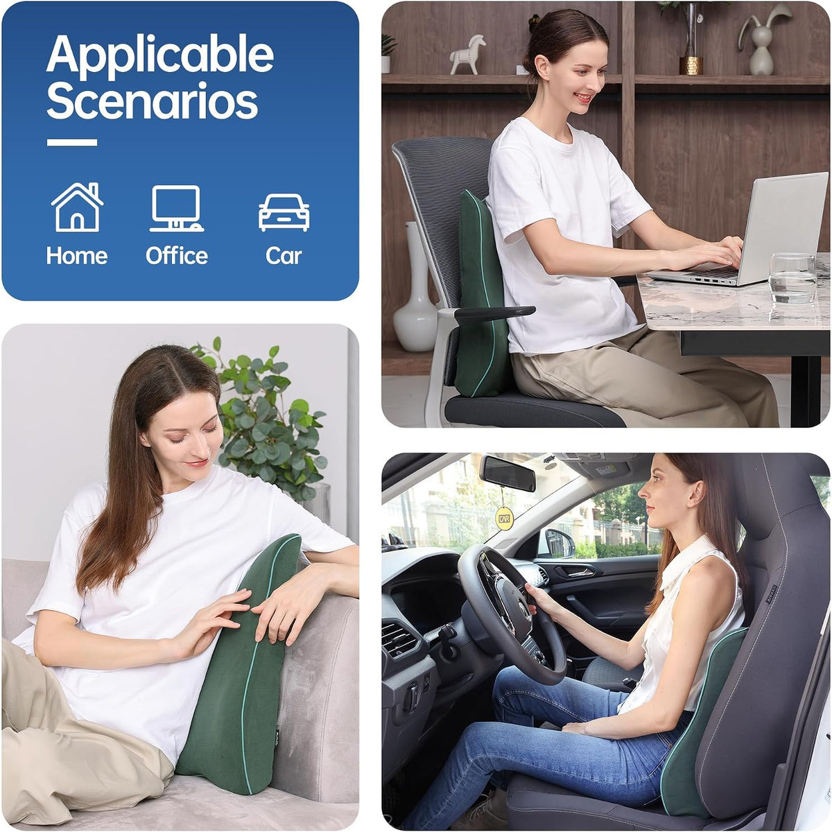 Soft Comfortable Memory Lumbar Support Pillow Back Cushion for Car & Office