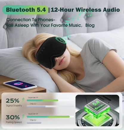 Sleep Mask with Headphones Bluetooth 5.4, LC-dolida Wireless Music Eye Mask for Sleeping Headphones with Soft Bamboo Cotton Cooling Breathable,Ultra-Thin Stereo Speaker for Side Sleepers-Khaki