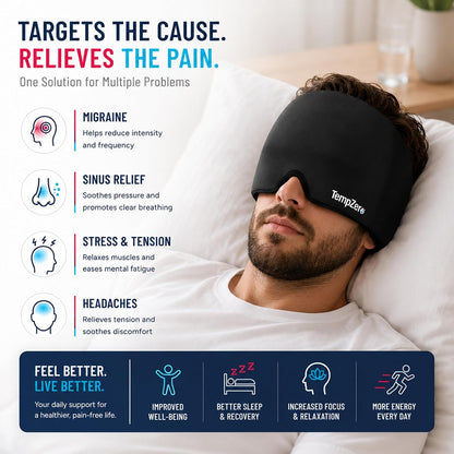 TEMP ZERO Gel Cooling Sleep Eye Mask - Warm Eye Compresses for Dry Eyes, Cooling Eye Masks for Puffy Eyes, Effective Hot & Cold Recovery, Retains Temperature Longer, Tension & Stress Relief