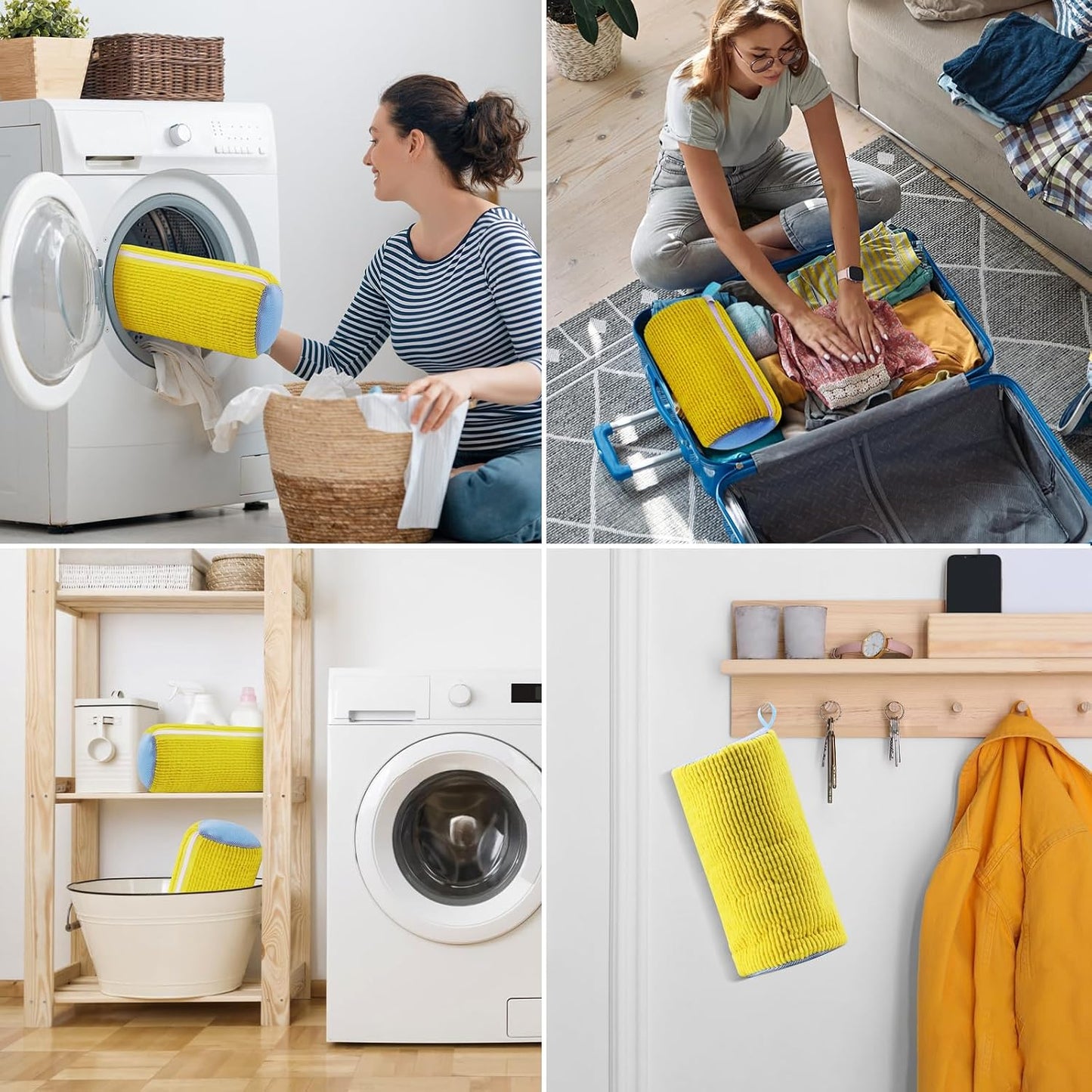 Aship Shoe Washing Machine Bag, Laundry Shoes Bag for Washer & Dryer - 2PC Reusable Shoe Cleaning Bag for Sneakers,Tennis Shoes, 360° Deep Cleaning With Self-locking Zipper for All Shoes Sizes - White