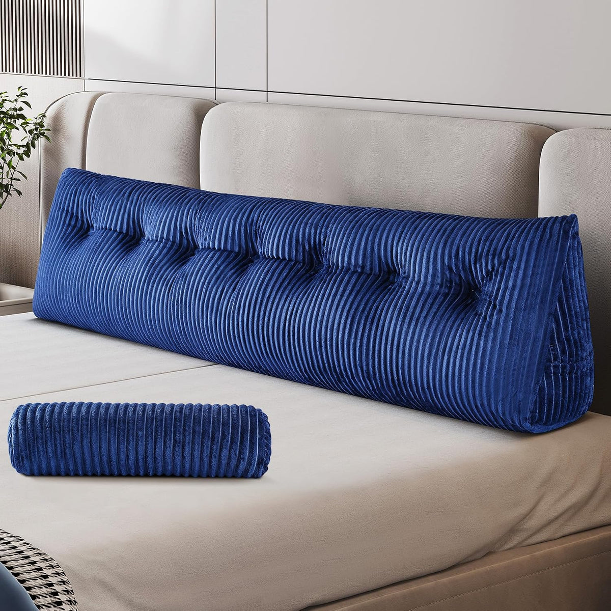 Z-hom Headboard Pillow, Wedge Backrest Cushion, Queen Size,NO Roll Pillow