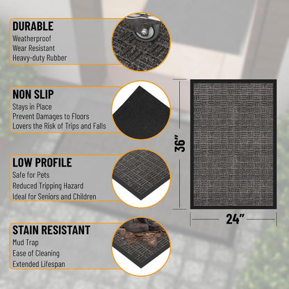 Ottomanson Waterproof Boot Tray Rubber Shoe Mat with Raised Edges, Heavy Duty Non Slip All Weather Entryway Mat for Shoes and Pets, Indoor Outdoor Use, 18" x 28"