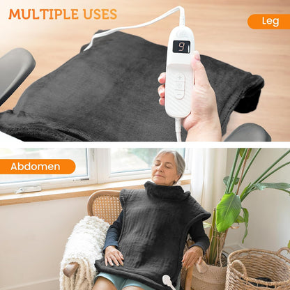 CILI Heating Pad for Back Pain Relief, 24"x36" Large Heating Pad for Neck and Shoulders Back, Electric Heat Pad with 10 Heat Settings, Back Heated Wrap, ETL Certified, Gifts for Women Men