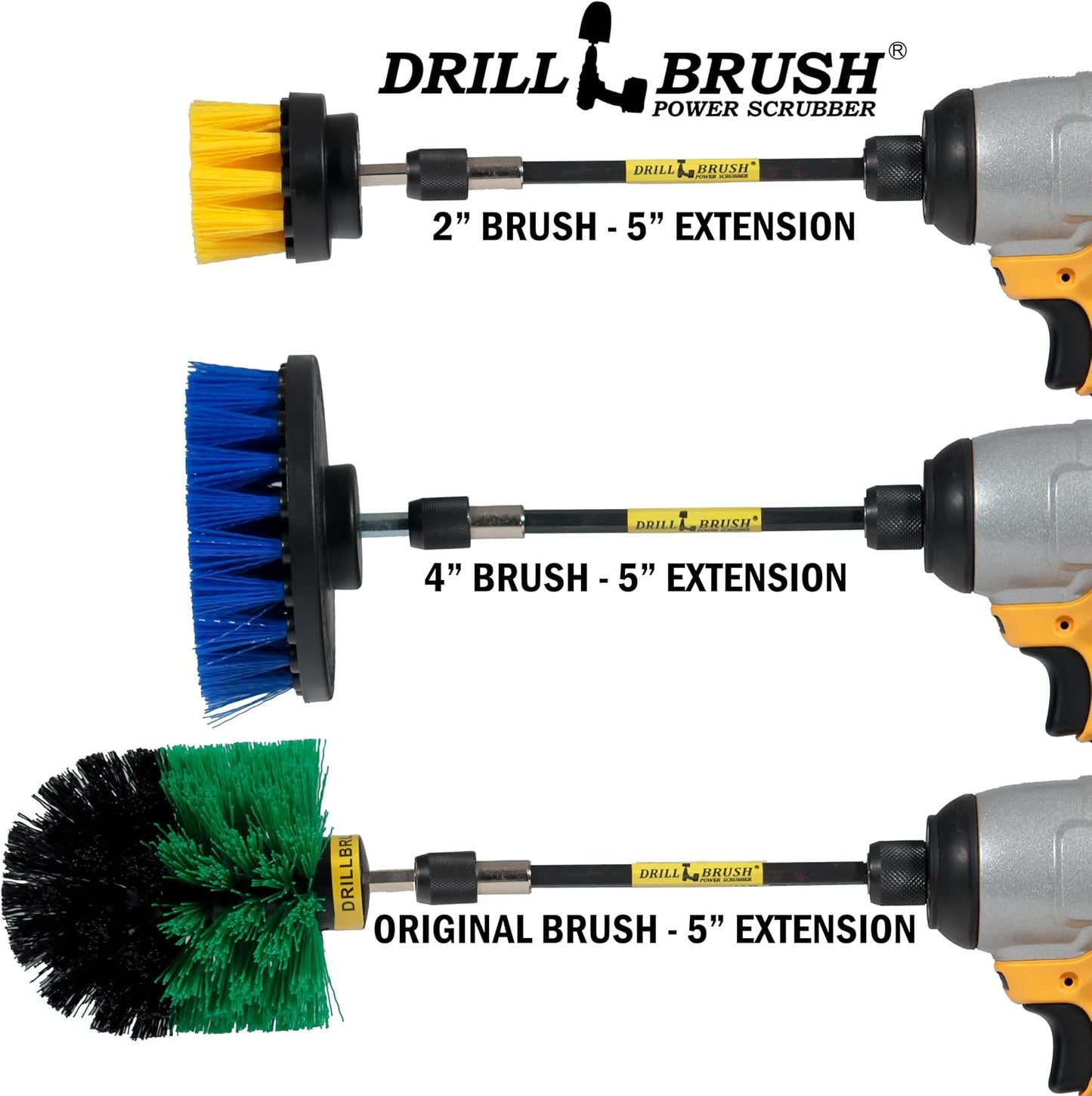 Drillbrush Shower Scrubber Drill Attachment - Car Detailing Tools - | Dishwasher Safe Drill Brush Scrubber For Cleaning Tubs, Sinks, Tile, Grout, Flooring, Carpet, Leather, Seats, Boats,