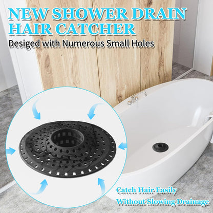 Aluvor Bathtub Drain Hair Catcher,Silicone Tub Hair Catcher Drain Protector | Collapsible Shower Hair Drain Catcher Strainer for 1.48'' to 1.76'' Flat Regular Drains, 3PCS/Grayish-White