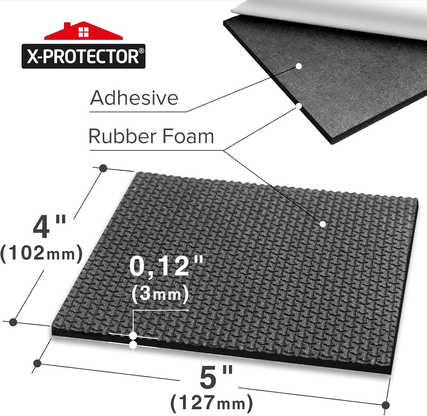X-Protector Rubber Strip - 8 PC Non Slip Pads - Black Universal Grip Strips | Self-Adhesive Rubber Sticky Pads - Premium Feet for Keyboard, Appliances - Featuring an Amazing Super Sticky Gripping Pad