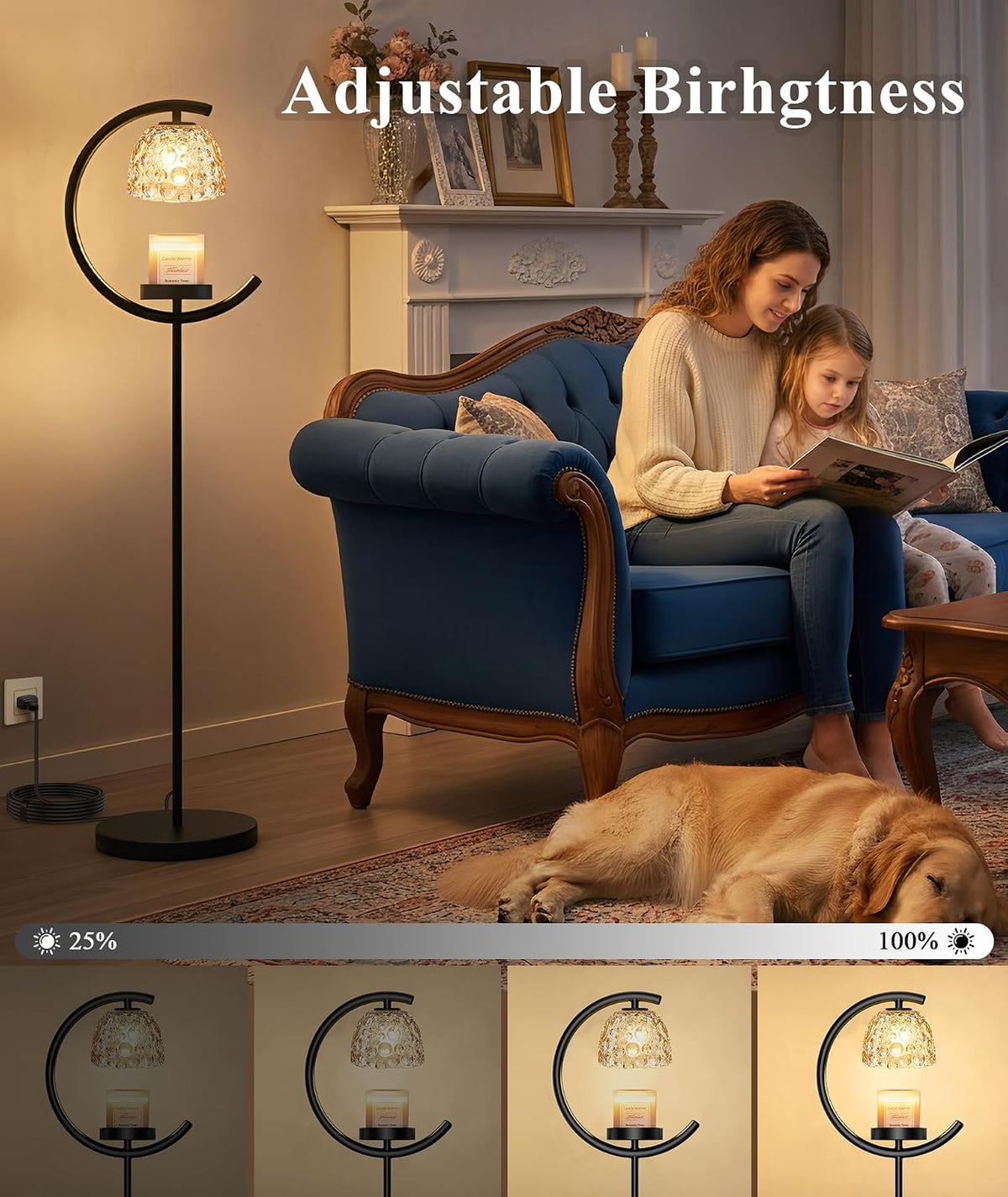 seenlast Candle Warmer Floor Lamp with Timer and Dimmer