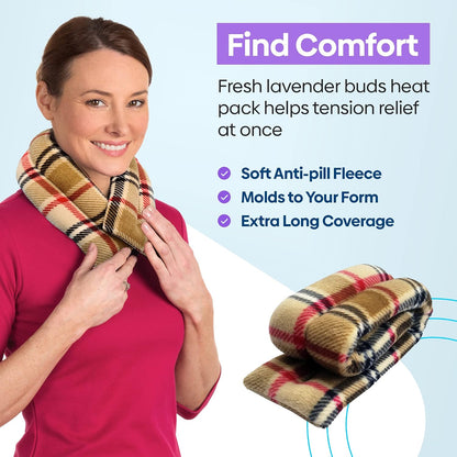 SunnyBay Microwavable Heating Pad for Neck and Shoulder, Heated Neck Wrap, Microwave Heat Pad, Weighted Beanbag Moist Hot or Cold Compress, 2.2 lbs, 26x4 Inches, Buffalo
