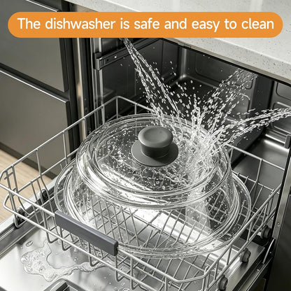 10" Tall Glass Microwave Splatter Cover with Silicone Handle, Borosilicate Glass Microwave Cover for Food, 2 Steam Vents, Dishwasher Safe & BPA-Free