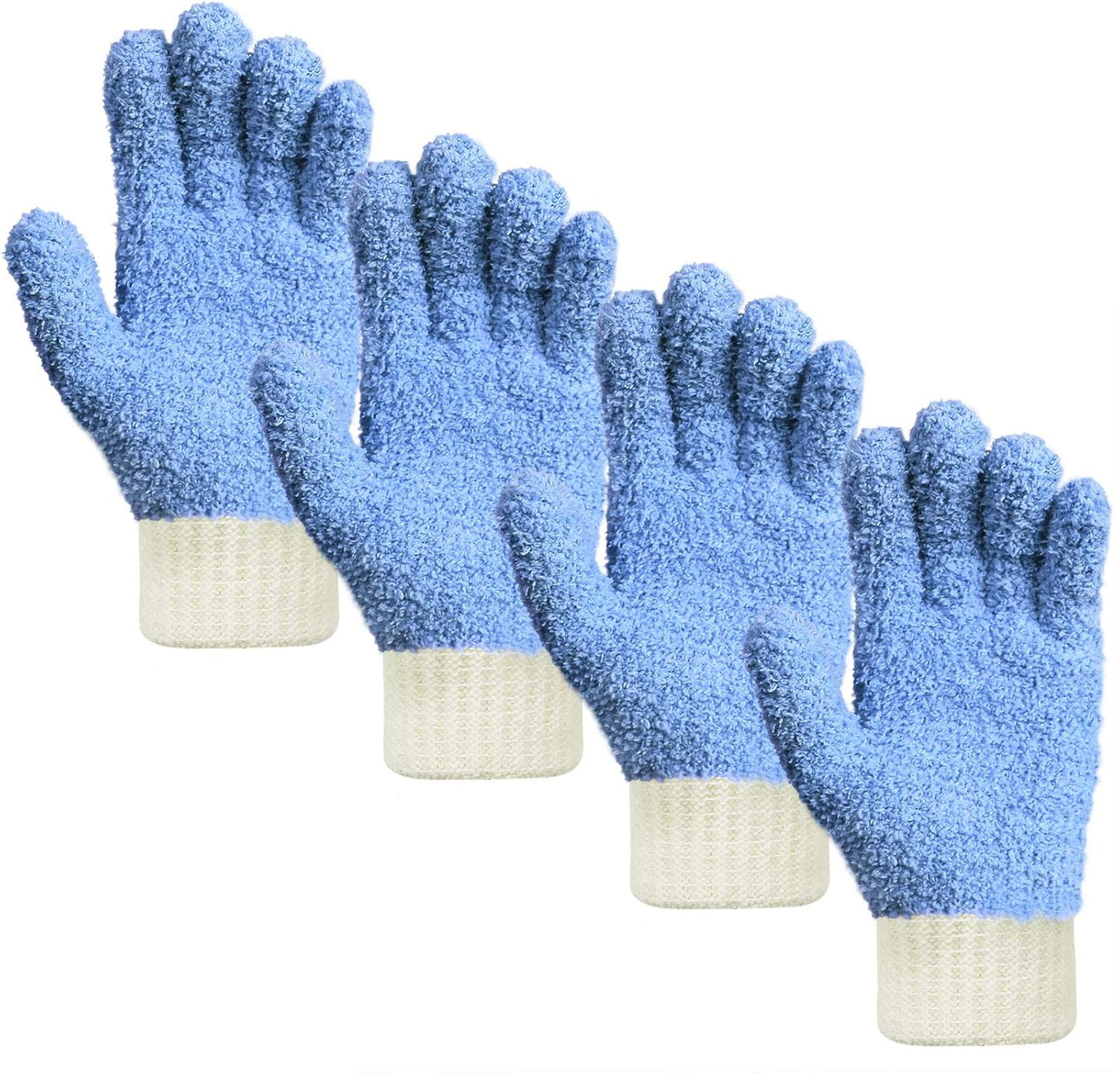 MIG4U Microfiber Dusting Gloves House Cleaning Glove for Blinds, Windows, Shutters, Furniture, and Car, Reusable Lint-Free Blue 1 Pair S/M